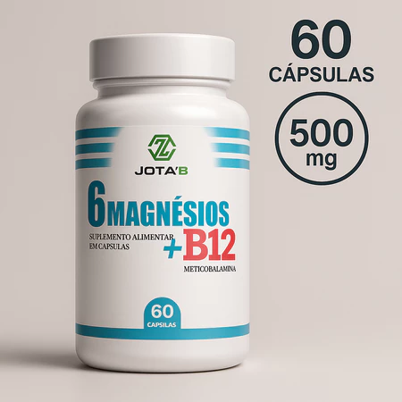 Suplemento 6 Magnésio + B12 Metilcobalamina 60 Cápsulas 500mg Envio Imediato - Vista 4