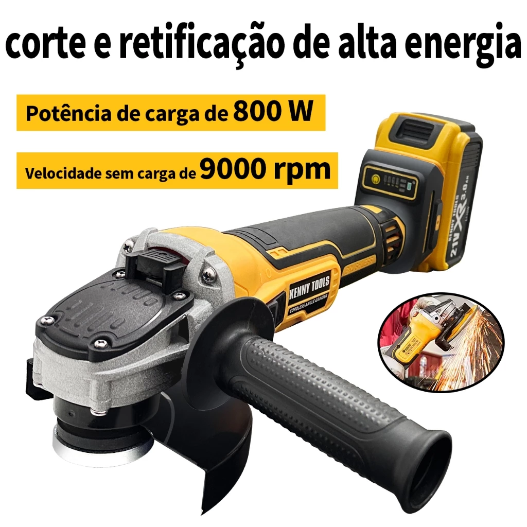 Kit 2 Em 1 Esmerilhadeira portátil 21V Chave de Impacto + Parafusadeira Impacto Angular e caixa 2 baterias - Imagem 4