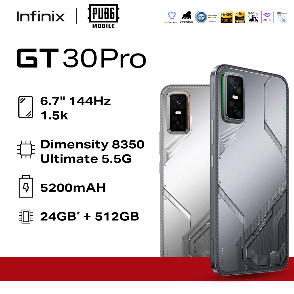 Celular Infinix GT 30 Pro 12GB+512GB–Até 24GB de RAM Extendida–Dimensity 8350 Ultimate Câmera 108MP