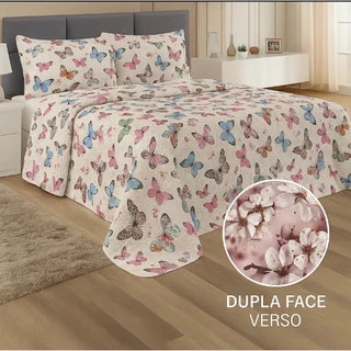Kit Colcha Cobre Leito 3PÇS Dupla Face Queen Luxuoso 2,40X2,60M
