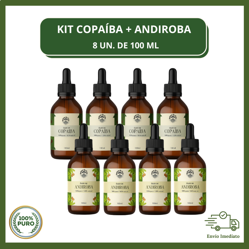 Kit 4 Óleos Copaíba + 4 Andiroba Originais da Amazônia 100% Puros 100 ...