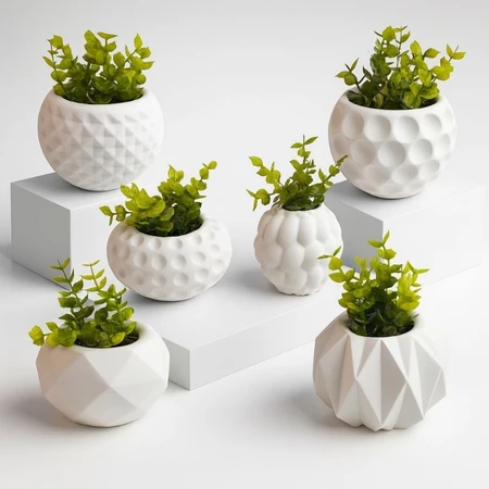 Kit 6 Vasos Decorativos Plantas Artificiais Decoração Sala Quarto Banheiro Escritório – Envio Imediato