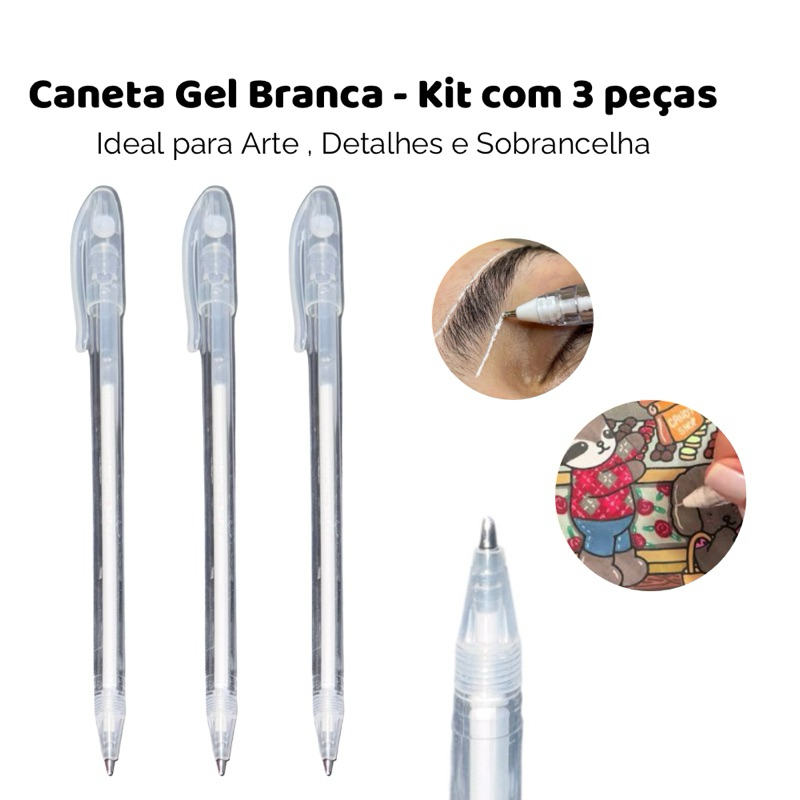 Caneta Gel Branca 0.5mm Ponta Fina | Lettering, Desenho e Marcação | 1 ...