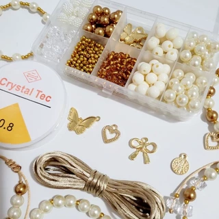 Kit Para Fazer Pulseiras + Estojo | Pérolas, Pingentes, Fios, Bolas, Acrílicos