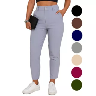 Calça Feminina Slim Social e Casual - Alfaiataria Premium - Cintura Alta com Zíper e Botão P ao GG - Lançamento Skin