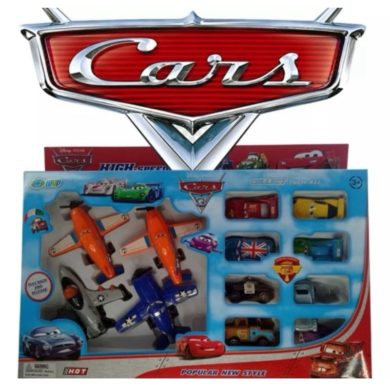 kit de 12 brinquedos 8 carrinhos e 4 aviões da personagem do filme o ...