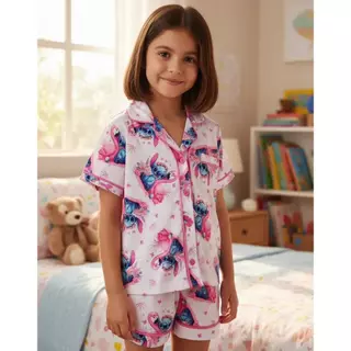 Pijama Infantil Americano Manga Curta Stitch em Oferta na Shopee