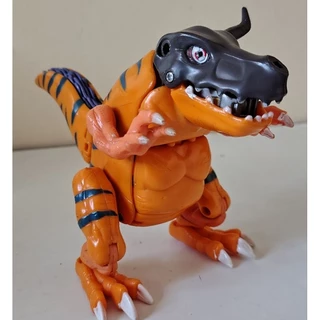 Boneco clássico do Digimon - Greymon digivolving Metalgreymon