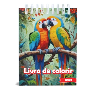 Livro de Colorir  Aves - Capa Dura ou folhas soltas tamanho A5 gramatura 120g 50 desenhos - Adulto e infantil em Oferta na Shopee