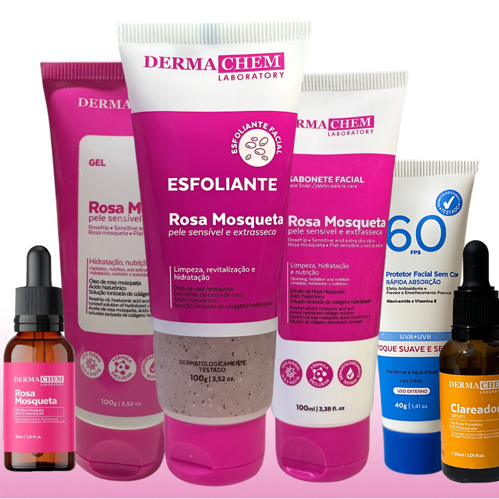 Kit Skin Care Rosa Mosqueta - Sabonete, Esfoliante, Gel, Sérum ...