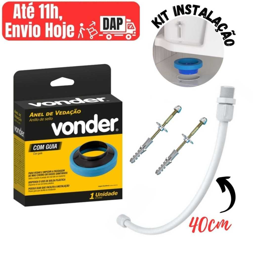 KIT INSTALAÇÃO DE VASO SANITÁRIO COMPLETO - ANEL DE VEDAÇÃO + PARAFUSOS ...
