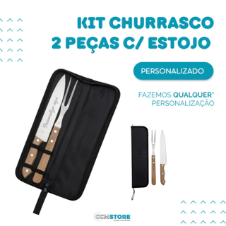 Kit Churrasco Estojo Personalizado a Laser nome logo e profissões
