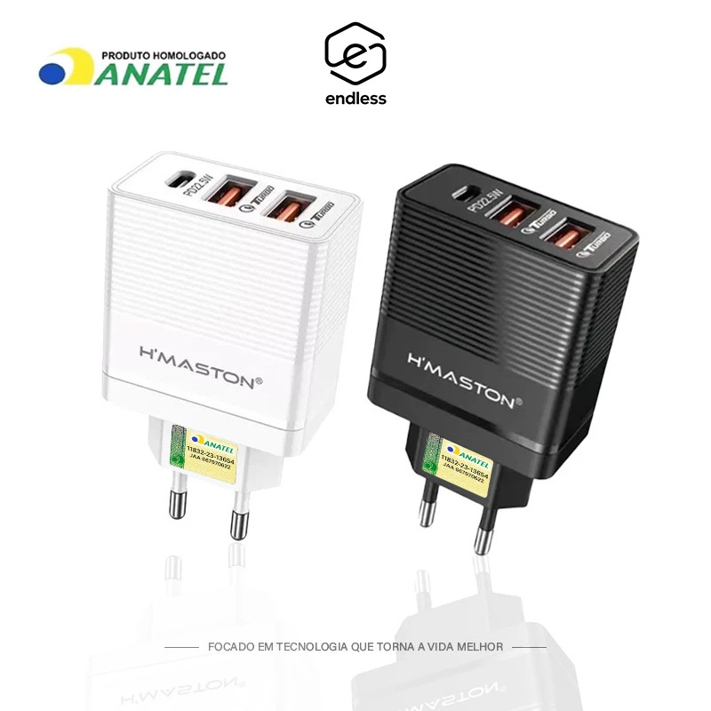 Carregador 67.5W Turbo Rápido TIPO-C +2 USB-A PD22.5W QC3.0 Carregar Celular Portátil