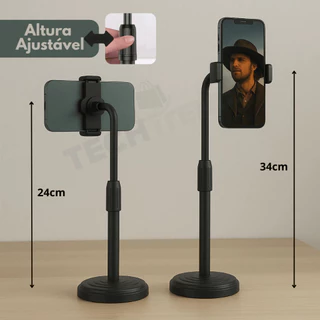 Suporte Celular Estabilizador Mesa Universal Articulado 360º Regulagem de Altura Base Pesada Tripe