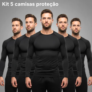 KIT 5 Camisa Térmica Proteção Uv 50 Segunda Pele Camiseta Blusa Malha Fria Academia Manga Longa