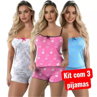 Kit 3 Baby Doll Feminino – Pijama Fresquinho, Confortável e Estiloso - Promoção em Oferta na Shopee