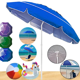 Guarda Sol De Praia 2,40m Gigante Proteção Reforçada Uv Praia Piscina Camping Verão