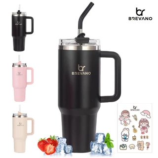 BREVANO Copo Térmico Inox Portátil 1.2l/1200ml com Tampa e Canudo Garrafa Térmica Inoxidável em Oferta na Shopee