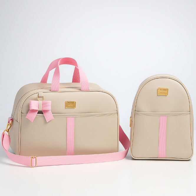 KIt de bolsa maternidade e mochila termica unissex cores Rosa/Azul