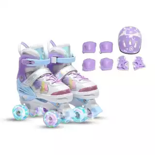 Patins Infantil Roller 4 Rodas Ajustável COM /SEM Kit Proteção Com Luz De Led Com Qualidade Para Sua Família