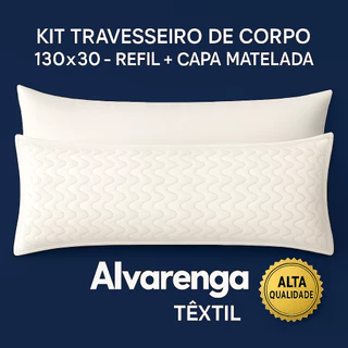 Travesseiro de Corpo Xuxão Maridão 130x30 Refil Silicone Antialérgico + Capa Matelada 200 Fios Macio