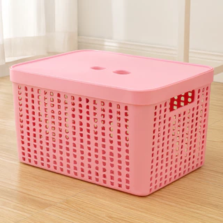 Cesto Organizador com Tampa 17 Litros Caixa Organizadora 36x27x20 Cesta Multiuso Banheiro Armário em Oferta na Shopee