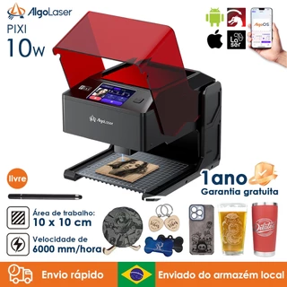 AlgoLaser PIXI 96W Preto Gravadora A Laser Área 10*10cm CNC Impressora A Gravador Corte Laser Máquina De Gravação