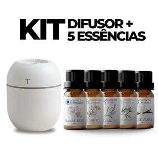 Kit Mini Umidificador Difusor Aromatizador Ambient Egg com Essências | 1 Difusor + 3 ou 5 Essências