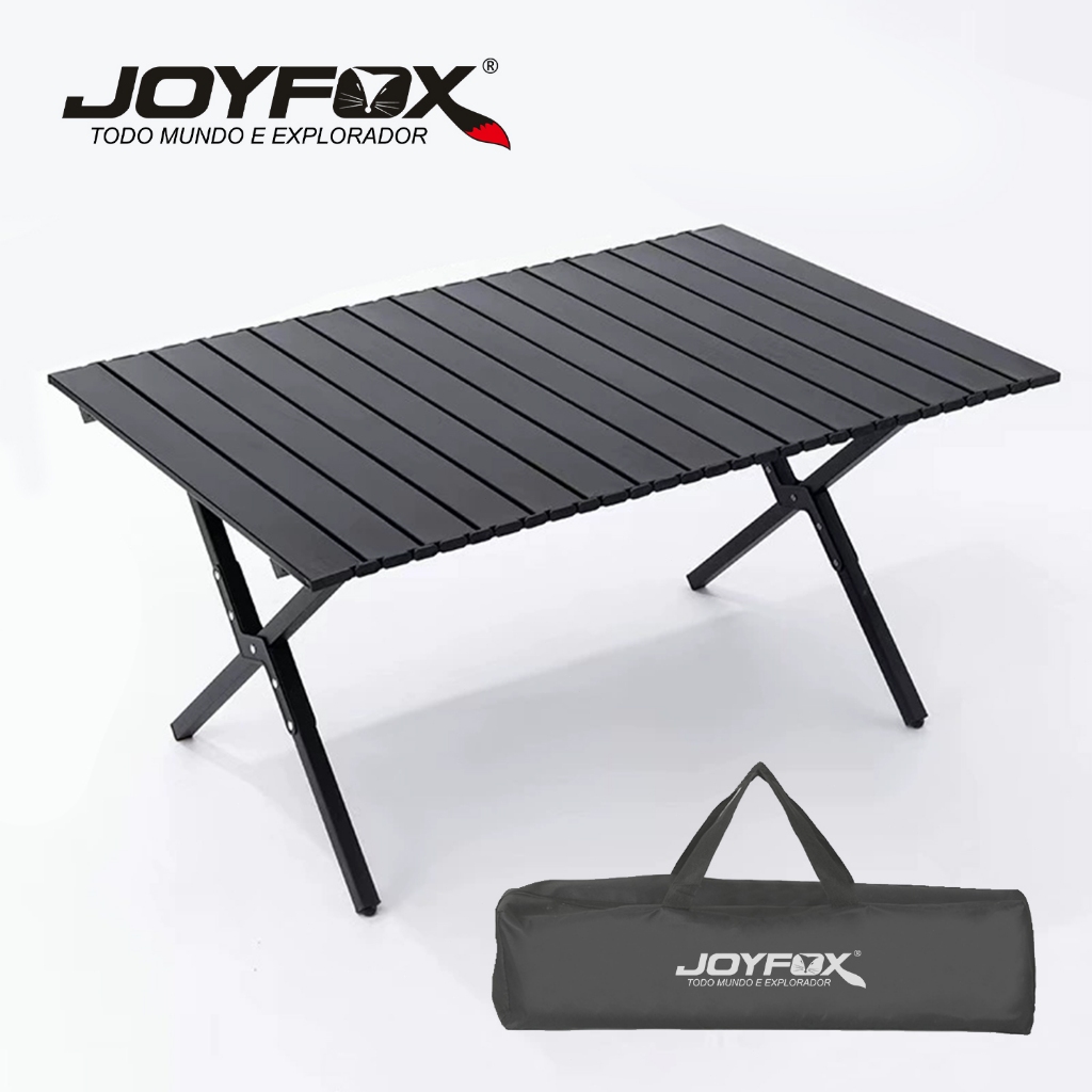 Mesa Dobrável Portatil 90x60cm Mesa de Campismo Camping Praia Acampamento Preta Garden Life
