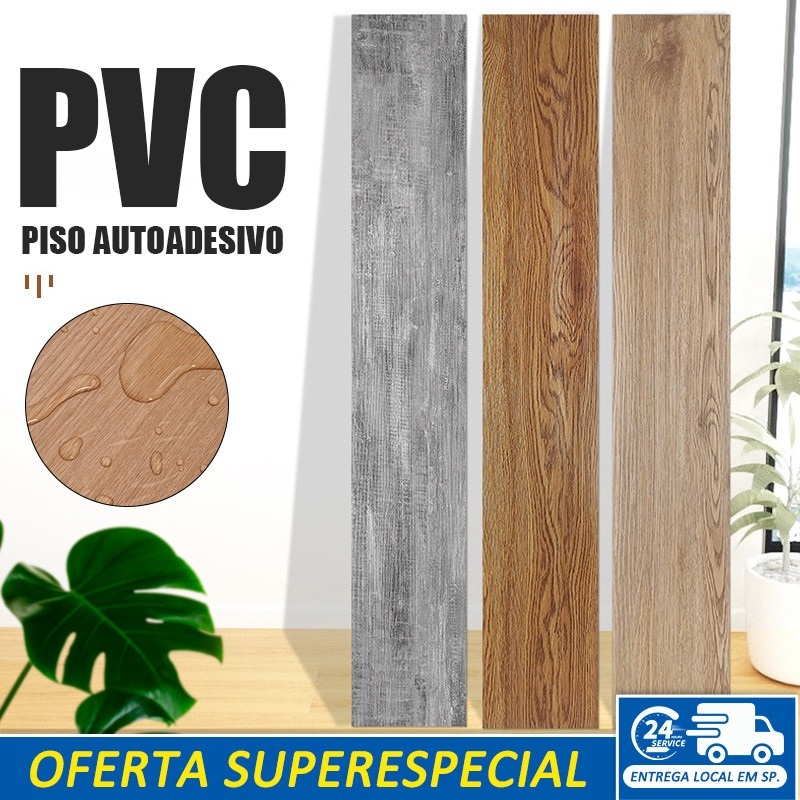 36 Peças de PVC Vinílico com Efeito Madeira – Resistente à Água e ...