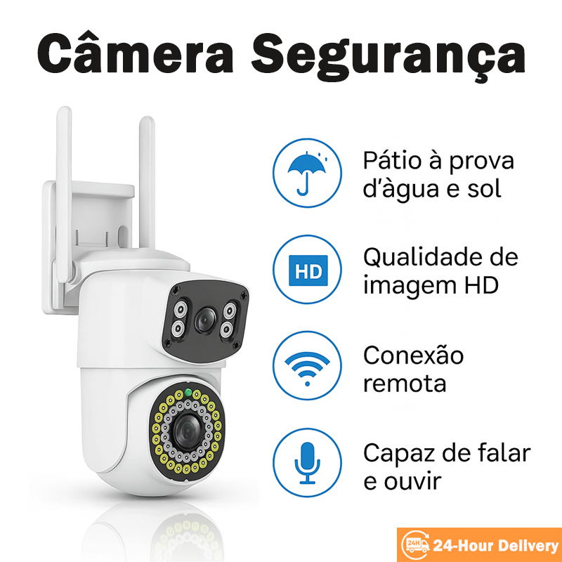 Câmera Segurança a Prova de água Wifi IP66 com lente Dupla e Sensor de ...
