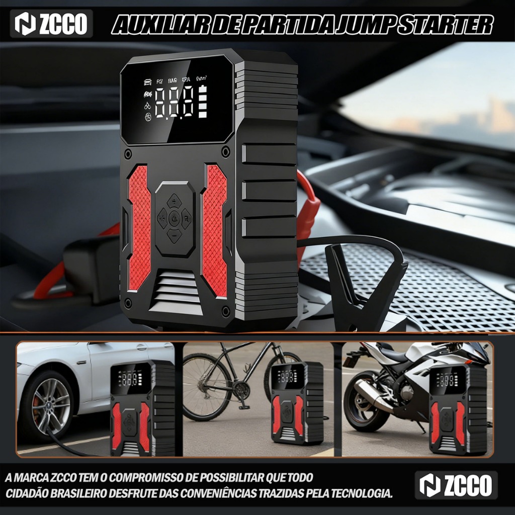 Entregue hoje 】ZCCO Auxiliar De Partida Jump Starter Portátil