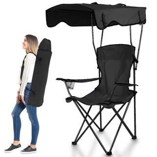 Cadeira de Camping Acampamento Pesca Acolchoado Dobrável Toldo Guarda-Sol Proteção Solar Porta Copo