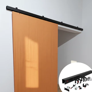 Kit Trilho Porta Correr Preto fosco suporta portas ate 60 kg