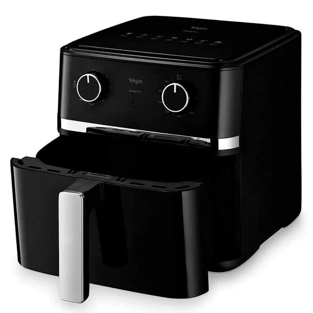 Fritadeira Air-fryer 8 Litros Elgin Gran Fry 1.900W Preta Grelha Removível 110V