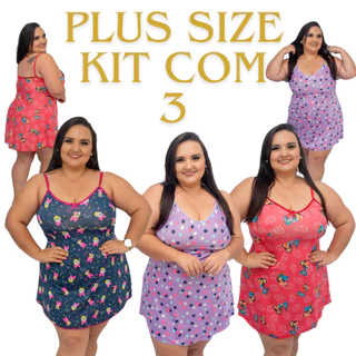 Kit 3 Camisolas Plus Size Feminina Extra Grande Confortável Para Dormir em Oferta na Shopee