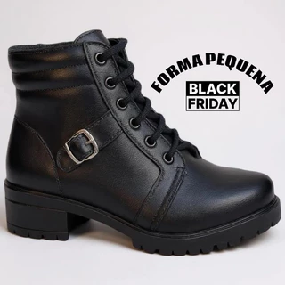 Bota Feminina Coturno Virginia Cano Curto Tratorado Confortável – Tendência Outono/Inverno 2025 Marrom,Off White e Preta