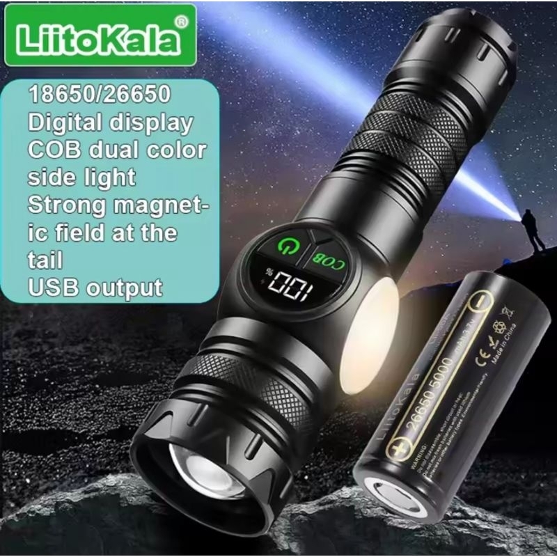 ライチ Lanterna Led Zoom Laser Super Branco LF-1826 + Bateria XiwangFire