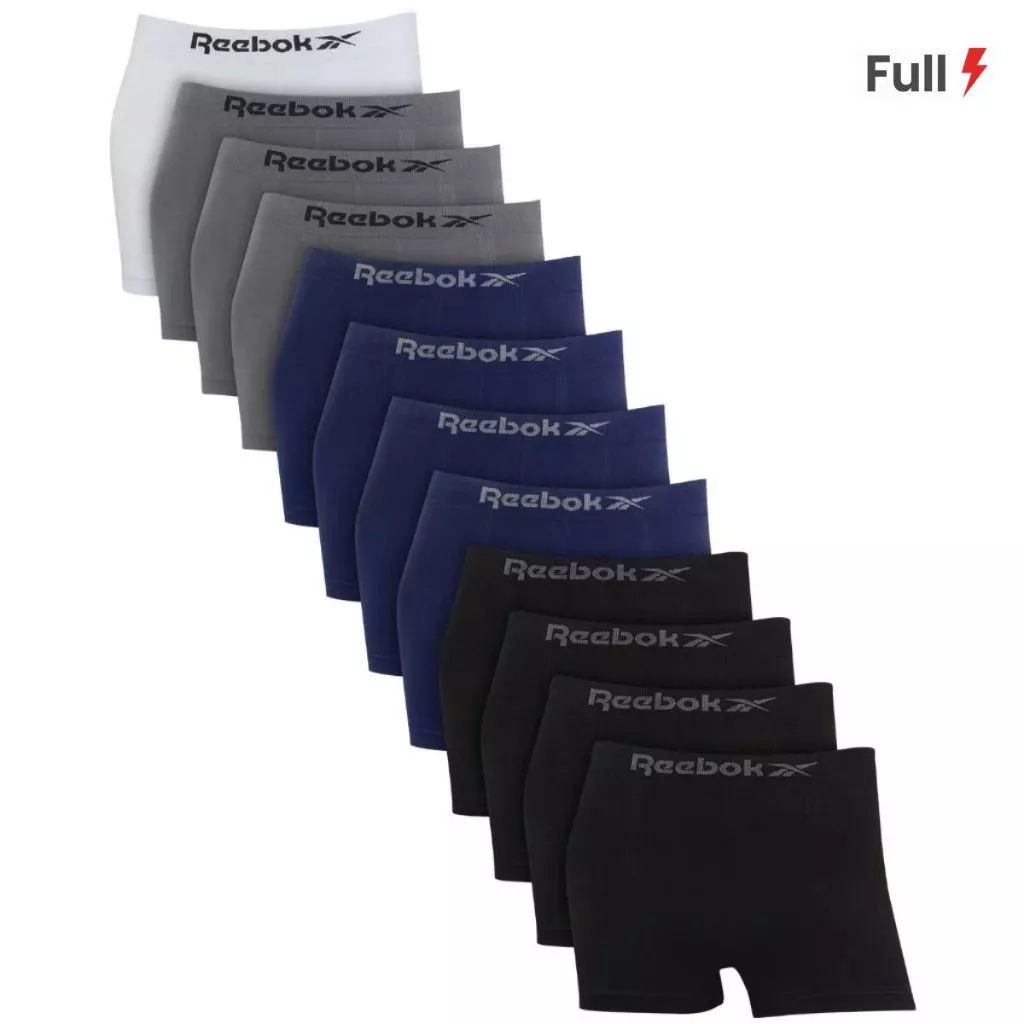 Kit 12 Cuecas Boxer Reebok Microfibra Sem Costura
