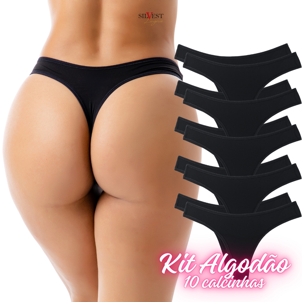 Kit 10 Calcinhas em Algodão Adulto