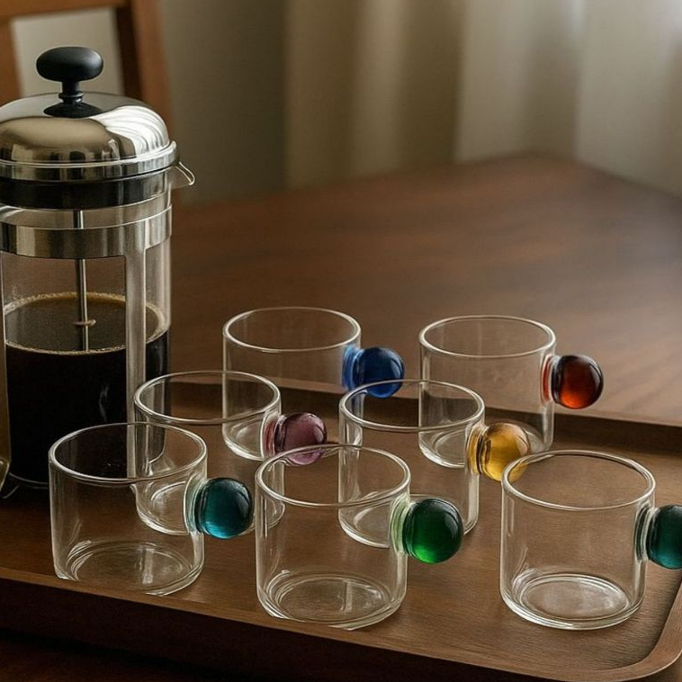 Kit 6 Xícaras de Café Caneca Borossilicato Vidro Térmico 100ml Elegante Resistente