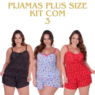 Kit 3 Pijamas Plus Size Shortdoll Babydoll Feminino Extra Grande Confortável em Oferta na Shopee