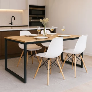 QUEIMA DE ESTOQUE - Kit Mesa de Jantar com 4 Cadeiras Eames - Ideal para Sala e Cozinha