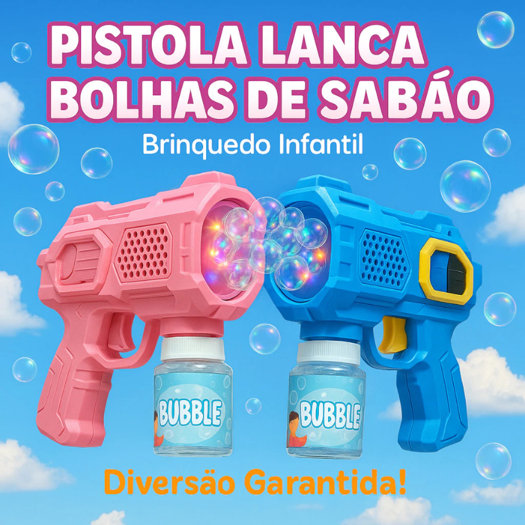 Pistola Arminha Automatica Bolha De Sabão Rosa Lança Bola De Sabao ...