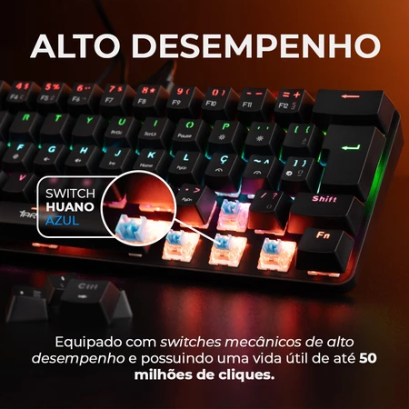 Teclado Mecanico Gamer TGT Sherman Compacto Rainbow ABNT2 - Vista 5