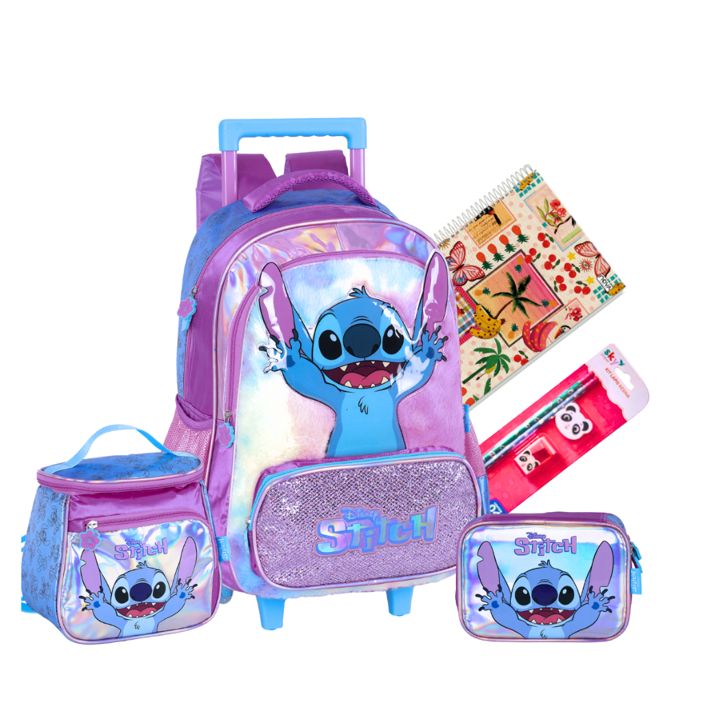 Kit Mochila Escolar Rodinha Stitch Holográfica Original 2026 | Shopee ...