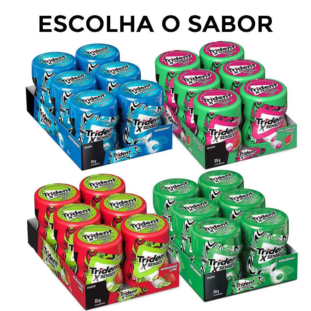 Garrafinha Chiclete Trident Sem Açúcar - Caixa com 6 unid. de 54g ...