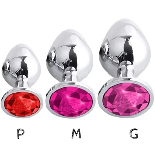 Plug Anal em Aço inox Polido com Detalhe de Joia na Base P.M.G GS-39 em Oferta na Shopee