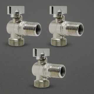 Kit 03 Registro Esfera Torneira Para Maquina De Lavar Metal 1/2 3/4