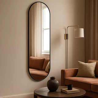 Espelho Organico Decorativo Grande Capsula 110x30 - Modelo Capsula Com Suporte Incluso